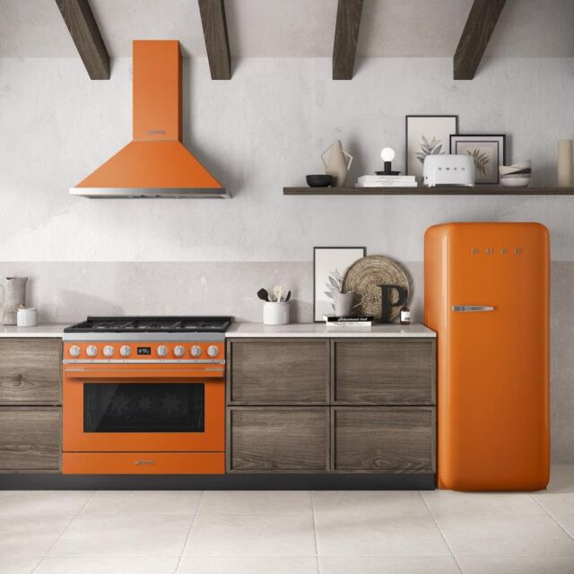 Smeg CPF9GPOR 90cm Portofino Dual Fuel Range Cooker, Orange