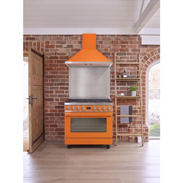 Smeg CPF9GPOR 90cm Portofino Dual Fuel Range Cooker, Orange