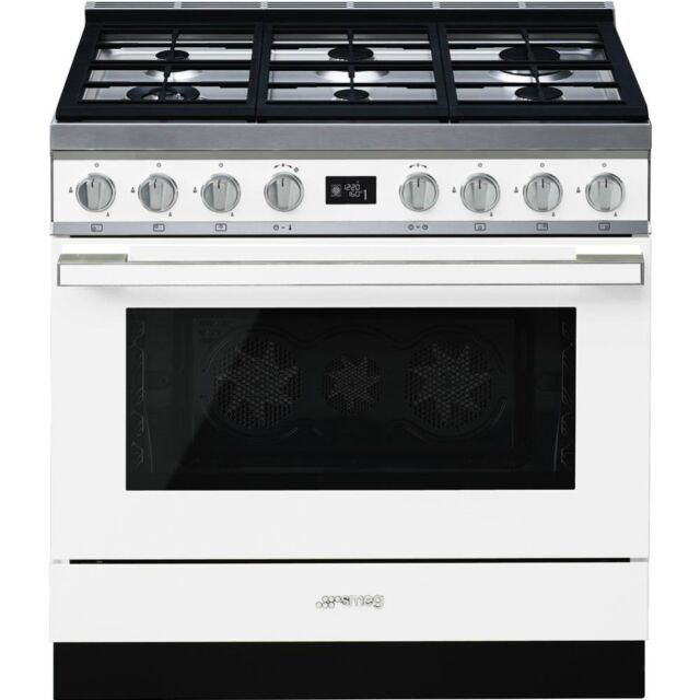 Smeg CPF9GPWH 90cm Portofino Dual Fuel Range Cooker, White