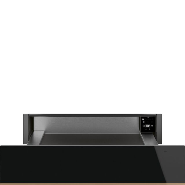 Smeg CPRT615NR 15cm Height Dolce Stil Novo Warming Drawer, Black Glass