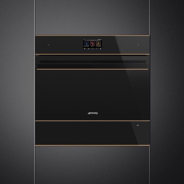Smeg CPRT615NR 15cm Height Dolce Stil Novo Warming Drawer, Black Glass