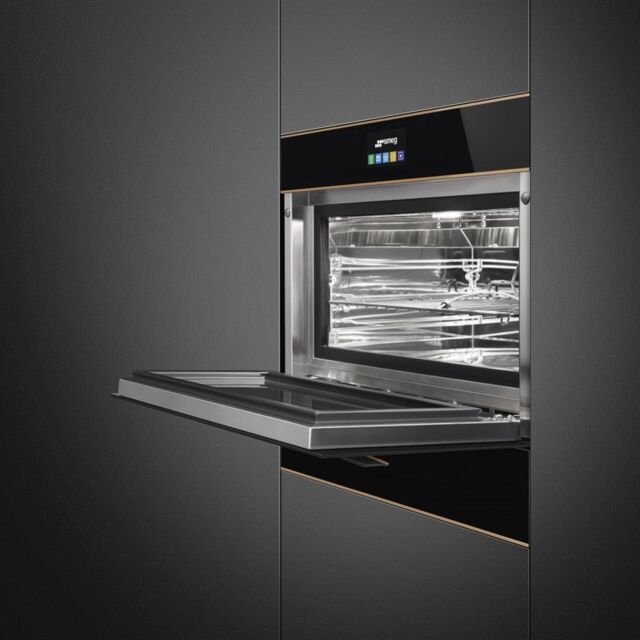 Smeg CPV615NR 15cm Height Dolce Stil Novo Vacuum Drawer, Black Glass