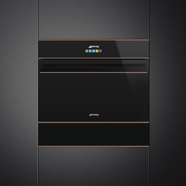 Smeg CPV615NR 15cm Height Dolce Stil Novo Vacuum Drawer, Black Glass