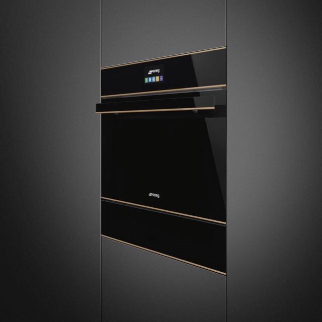 Smeg CPV615NR 15cm Height Dolce Stil Novo Vacuum Drawer, Black Glass