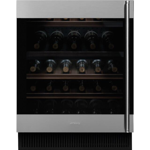 Smeg CVI338LX3 60cm Classic Undercounter Wine Cooler with Left Hand Hinge, Stainless Steel
