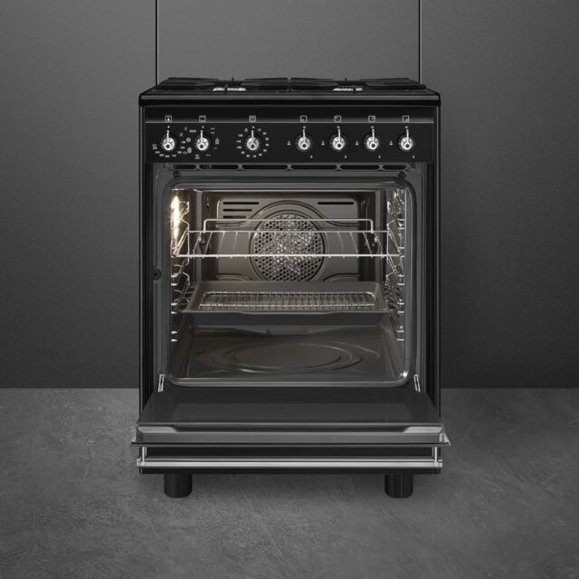 Smeg CX61GMBL 60Cm Concet Dual Fuel Cooker - Black