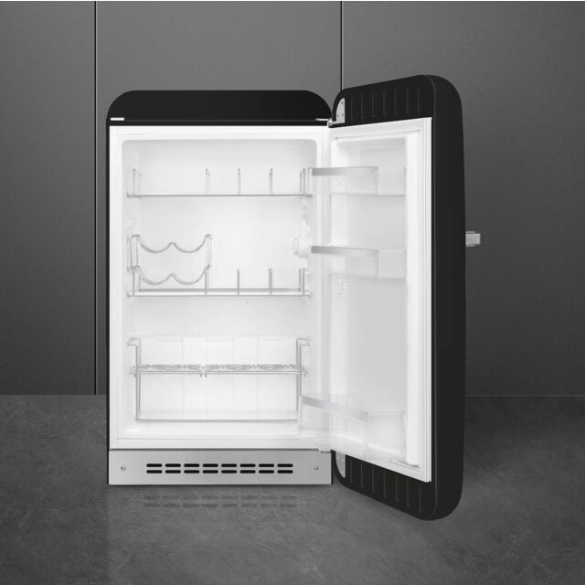 Smeg FAB10HRBL6 Retro Mini Fridge with Ice Box Right Hand Hinge - Black