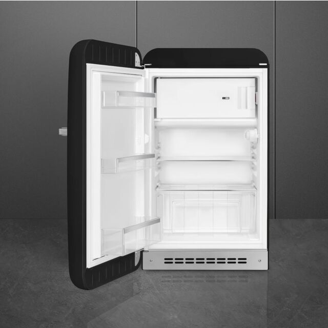 Smeg FAB10LBL6 Retro Mini Fridge Left Hand Hinge - Black