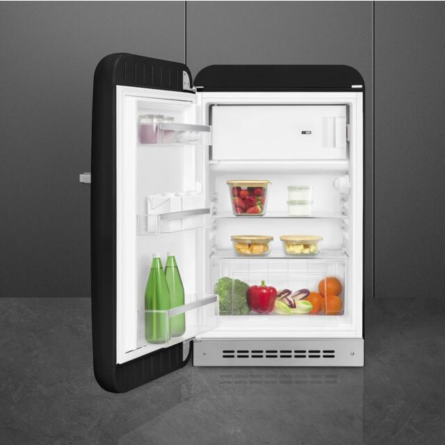 Smeg FAB10LBL6 Retro Mini Fridge Left Hand Hinge - Black