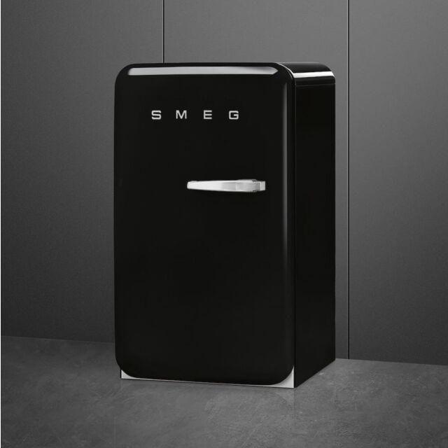 Smeg FAB10LBL6 Retro Mini Fridge Left Hand Hinge - Black