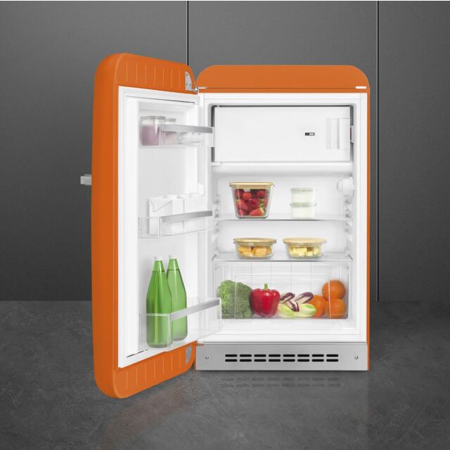 Smeg FAB10LOR6 Retro Mini Fridge Left Hand Hinge - Orange