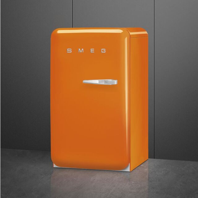 Smeg FAB10LOR6 Retro Mini Fridge Left Hand Hinge - Orange