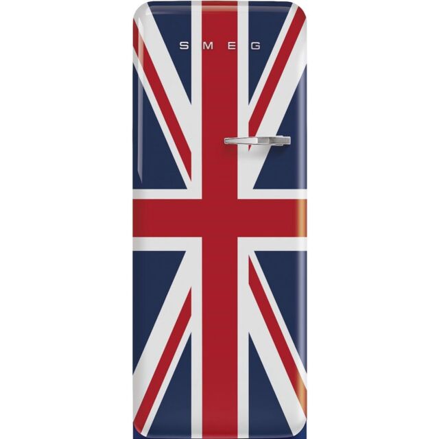 Smeg FAB28LDUJ5 60cm 50s Style Left Hand Hinge Fridge with Icebox, Union Jack