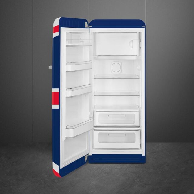 Smeg FAB28LDUJ5 60cm 50s Style Left Hand Hinge Fridge with Icebox, Union Jack