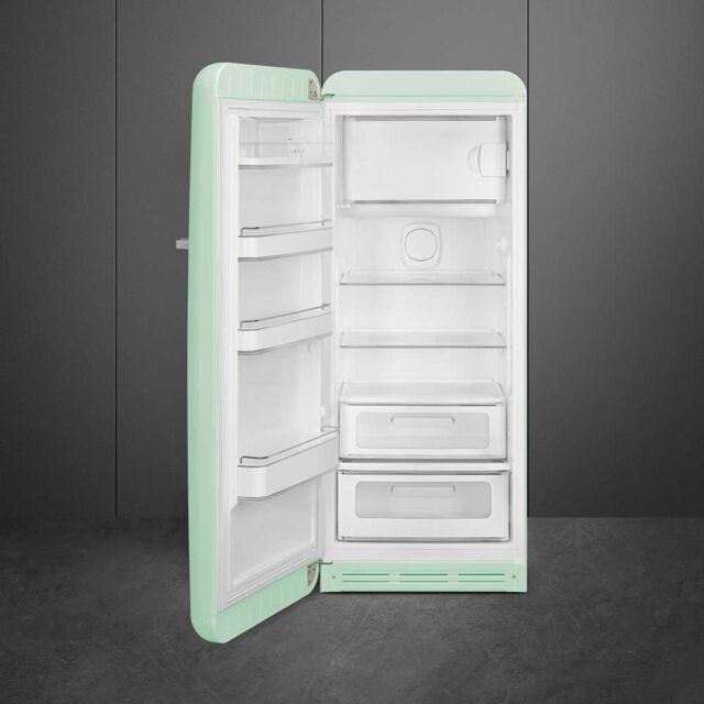 Smeg FAB28LPG5 60cm 50s Style Left Hand Hinge Fridge with Icebox, Pastel Green