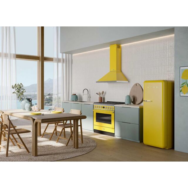 Smeg FAB28RYW6 Retro Fridge with Icebox Right Hand Hinge - Yellow