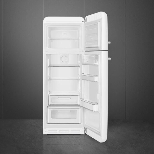 Smeg FAB30RWH5UK 60cm 50s Style Right Hand Hinge Freezer over Fridge, White