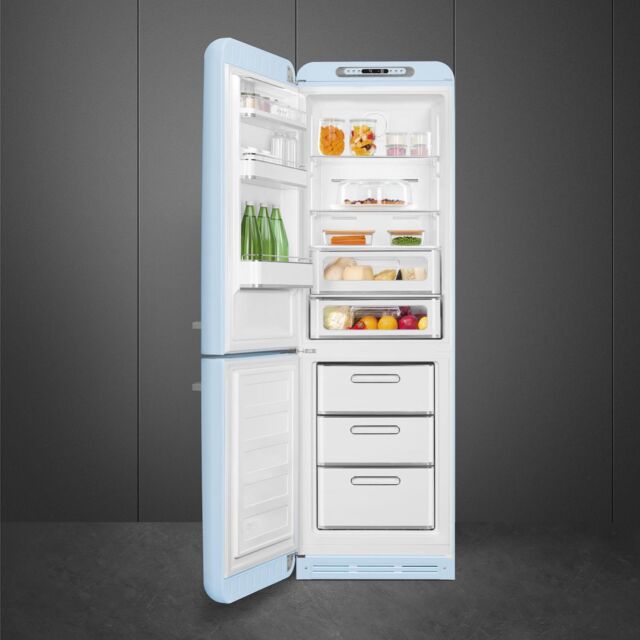 Smeg FAB32LPB6UK Retro Fridge Freezer Left Hand Hinge - Pastel Blue