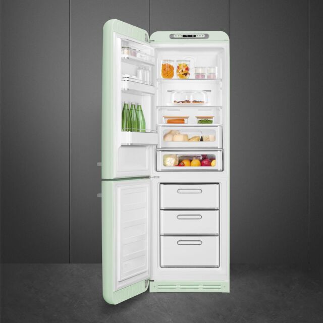 Smeg FAB32LPG6UK Retro Fridge Freezer Left Hand Hinge - Pastel Green