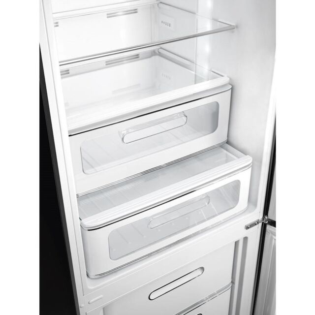 Smeg FAB32RBL5UK 60cm 50s Style Right Hand Hinge Fridge Freezer, Black