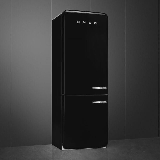 Smeg FAB38LBL6 Retro Fridge Freezer Left Hand Hinge - Black