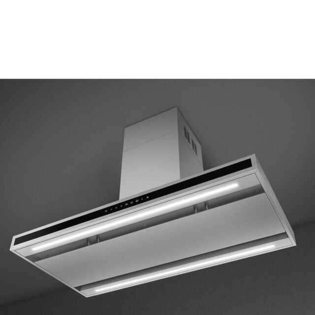 Smeg KLTI9L4X 90cm Island Hood in Stainless Steel and Black Glass with Auto Vent 2.0
