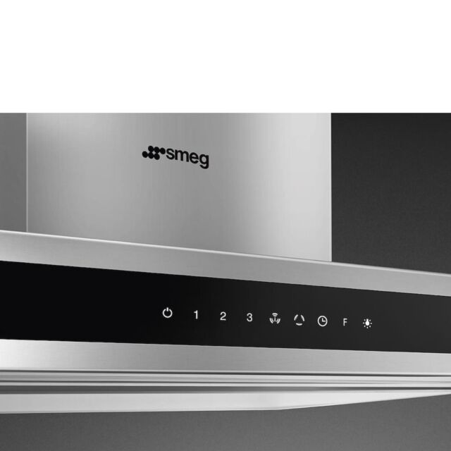 Smeg KLTI9L4X 90cm Island Hood in Stainless Steel and Black Glass with Auto Vent 2.0