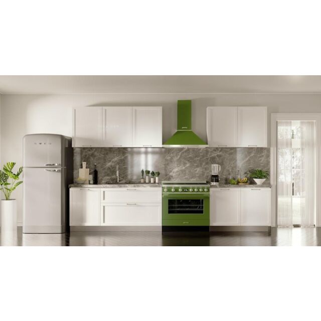 Smeg KPF9OG 90cm Portofino Chimney Hood, Olive Green