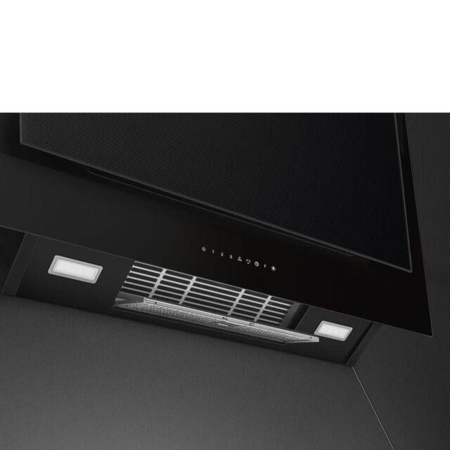 Smeg KV194B3 90cm Linea Angled Chimney Auto Vent 2.0 Hood , Black