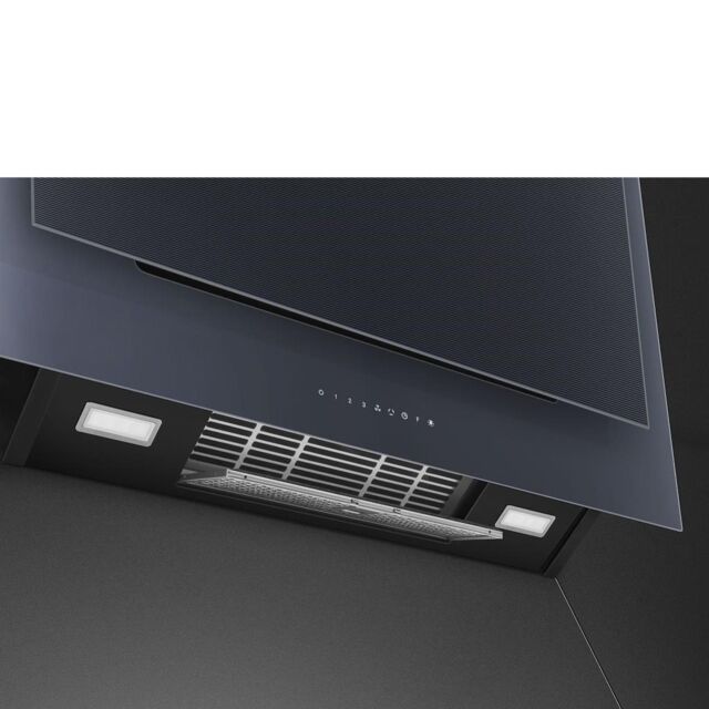Smeg KV194G 90cm Linea Angled Chimney Auto Vent 2.0 Hood, Neptune Grey