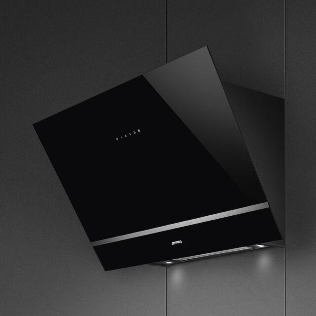 Smeg KV28N 80cm Angled Chimney Hood, Black