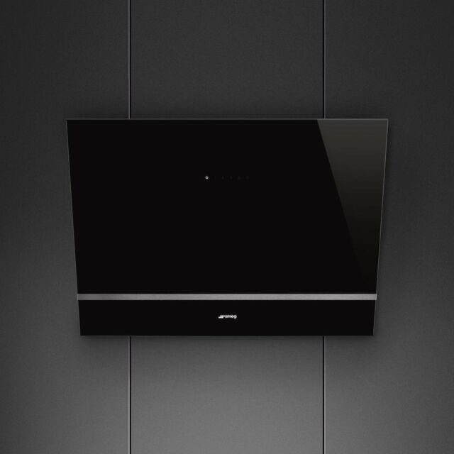 Smeg KV28N 80cm Angled Chimney Hood, Black