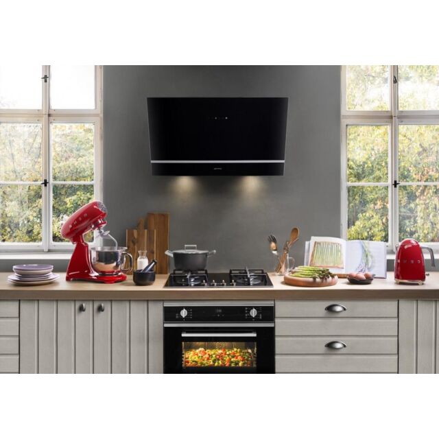 Smeg KV28N 80cm Angled Chimney Hood, Black