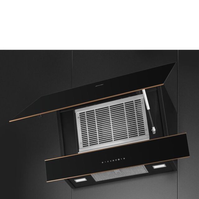 Smeg KV694R 90cm Dolce Stil Novo Angled Chimney Hood with Copper Trim Auto