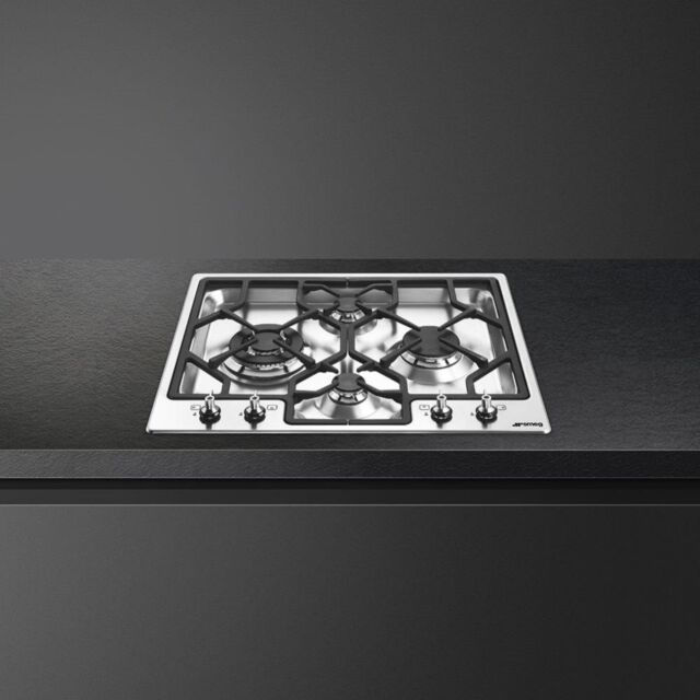 Smeg PGF64-4 62cm Classic Gas Hob, Stainless Steel