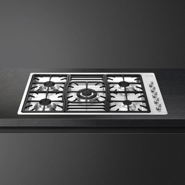 Smeg PGF95-4 87cm Classic Gas Hob, Stainless Steel
