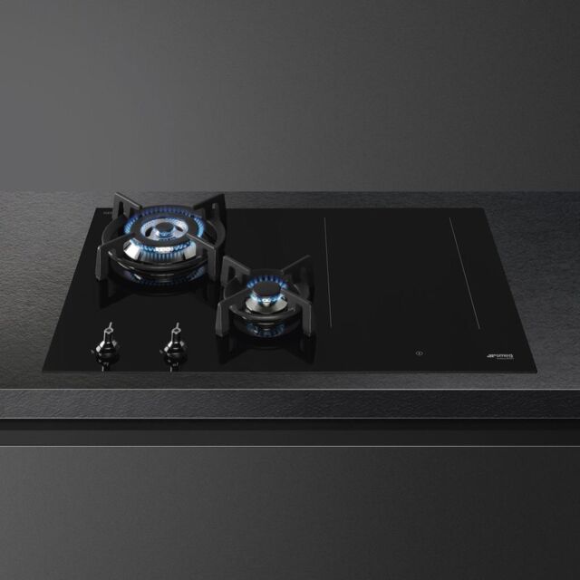 Smeg PM3743D 75cm Eclipse Mixed Fuel Hob 2 Gas Burners 1 Induction Multizone