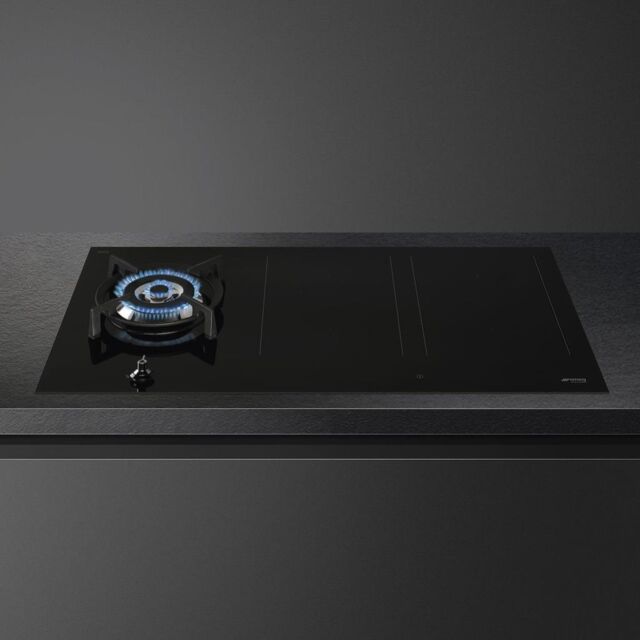 Smeg PM3953D 90cm Eclipse Mixed Fuel Hob 1 Gas Burner 2 Induction Multizones