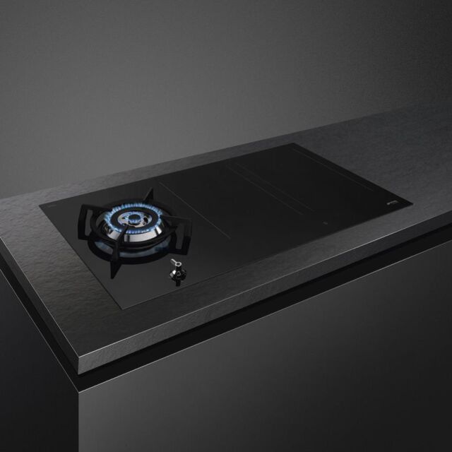Smeg PM3953D 90cm Eclipse Mixed Fuel Hob 1 Gas Burner 2 Induction Multizones