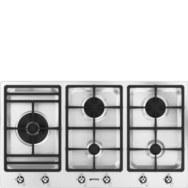 Smeg PS9062 90cm Classic Gas Hob, Stainless Steel