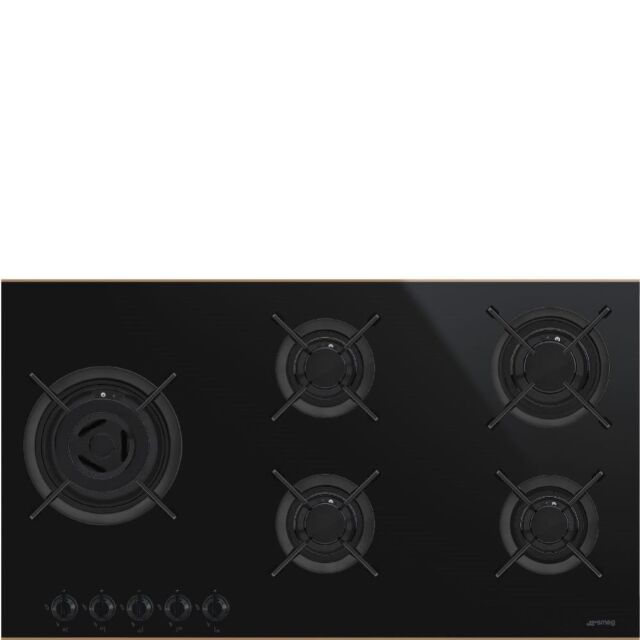Smeg PV695LCNR 90cm Dolce Stil Novo Gas Hob, Black with Copper Trim