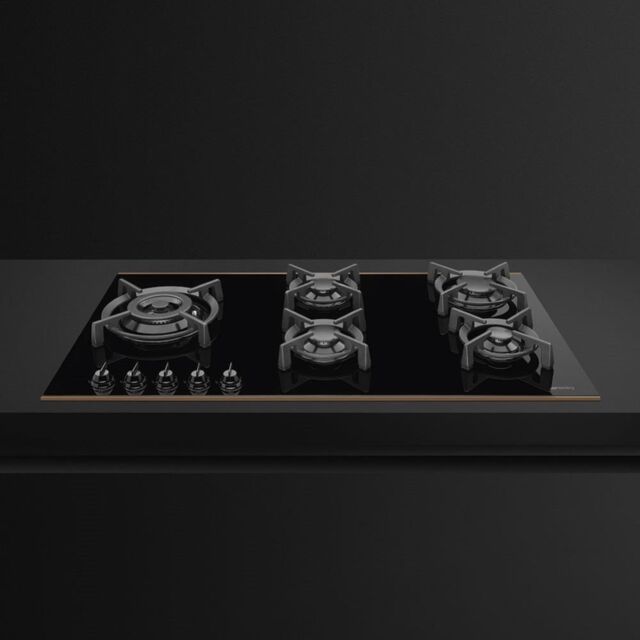Smeg PV695LCNR 90cm Dolce Stil Novo Gas Hob, Black with Copper Trim