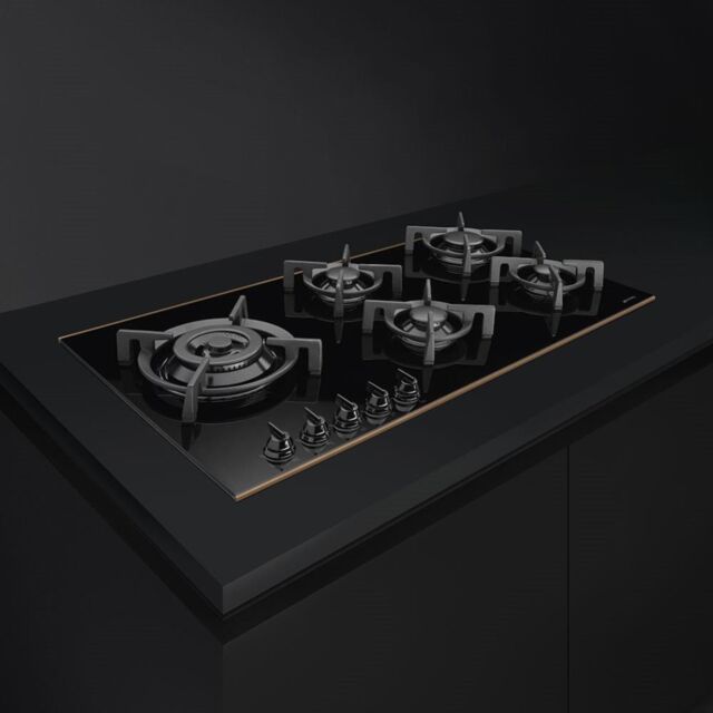 Smeg PV695LCNR 90cm Dolce Stil Novo Gas Hob, Black with Copper Trim