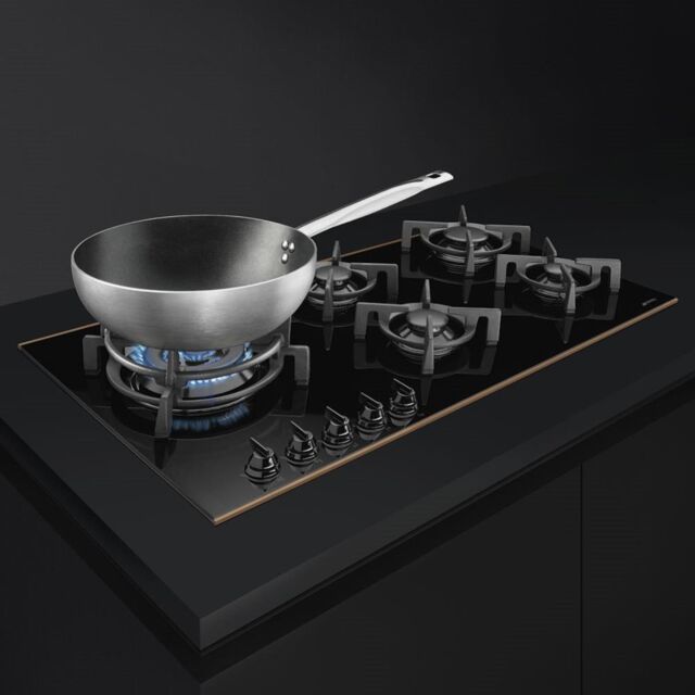 Smeg PV695LCNR 90cm Dolce Stil Novo Gas Hob, Black with Copper Trim