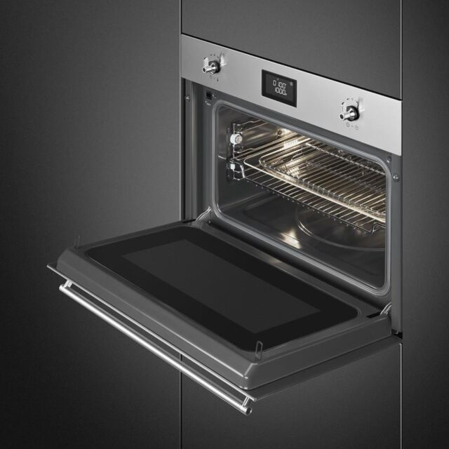 Smeg SF4390MCX 45cm Classic Combi Microwave Oven, Stainless Steel