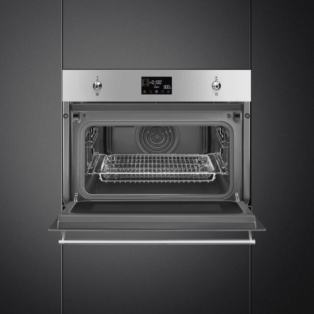 Smeg SO4302M1X 45cm Classic Combi Microwave, Stainless Steel