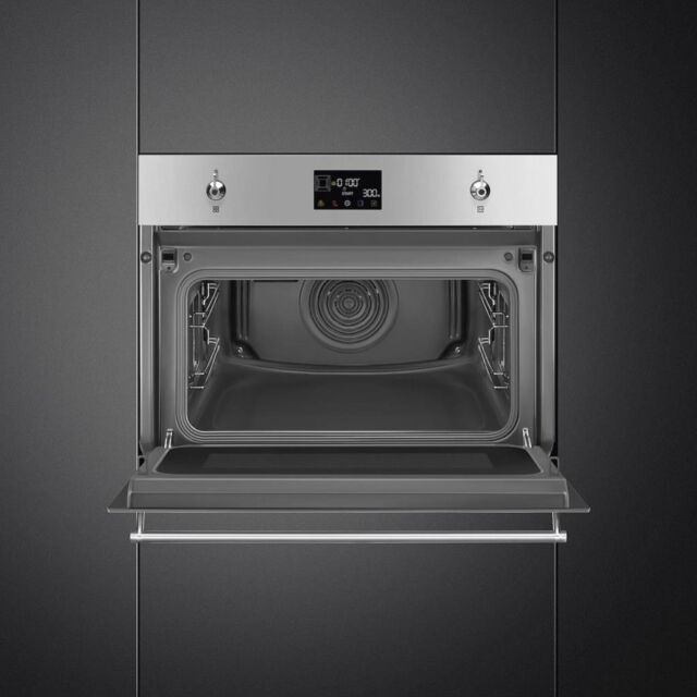 Smeg SO4302M1X 45cm Classic Combi Microwave, Stainless Steel