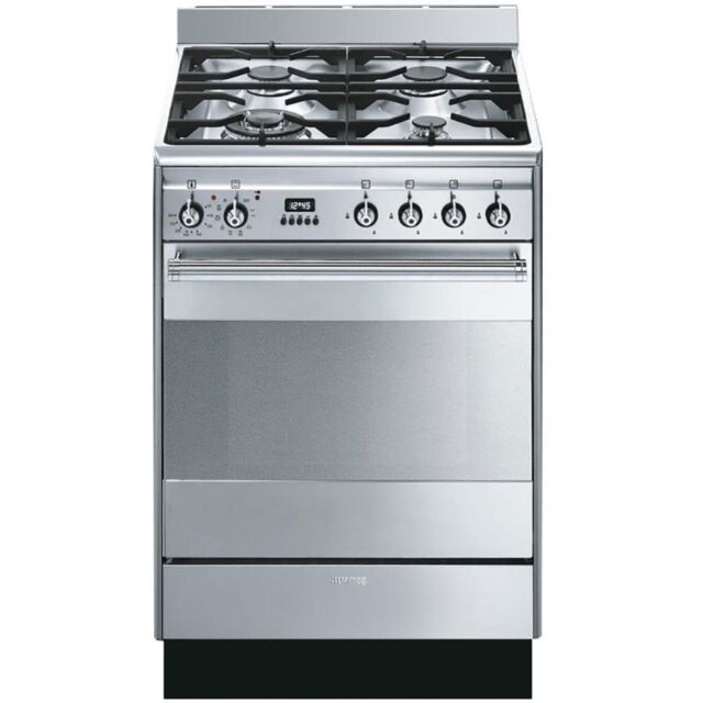 Smeg SUK61PX8 60cm Concert Dual Fuel Cooker, Stainless Steel