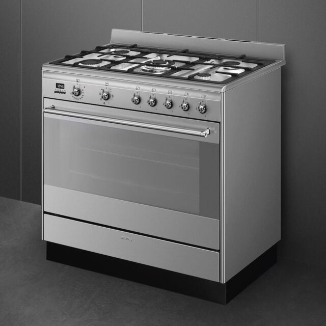 Smeg SUK91MFX9 90cm Concert Dual Fuel Range Cooker, Stainless Steel