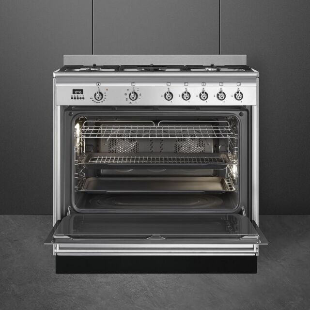 Smeg SUK91MFX9 90cm Concert Dual Fuel Range Cooker, Stainless Steel